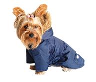 Blue detective dog coat side view