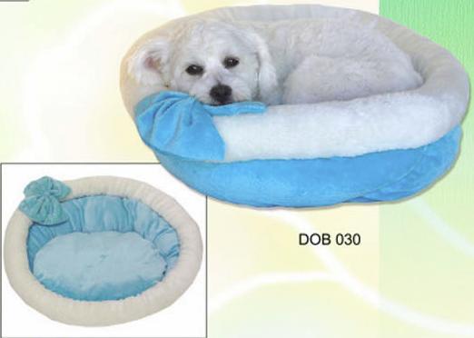 Cute plush baby blue round bolster dog bed