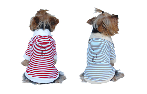 Dog polo t shirt red, beige 2 snap closures