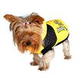 Yellow designer dog coat - angular view