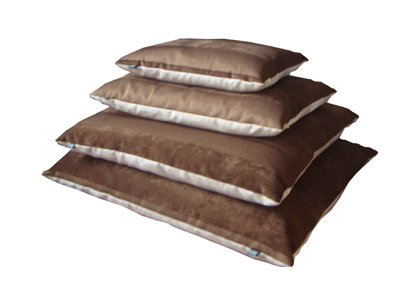 Brown woven fabric dog pillow bed