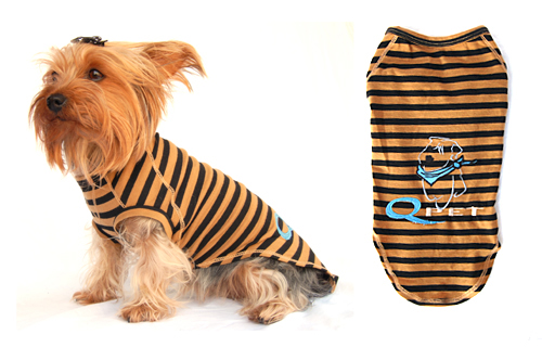 Designer dog t-shirt w/QPet logo brown & black