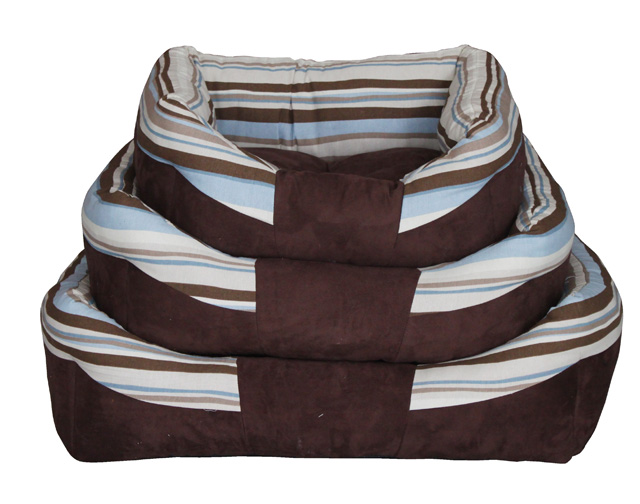 Stripe plush rectangular dog bed