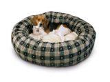 Paw Print round bagel dog bed