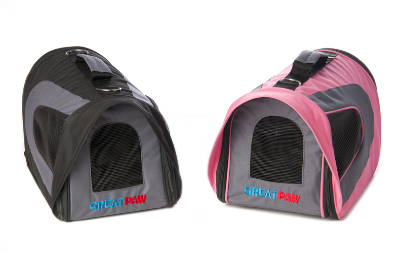 Pink and black Great Paw designer soft dog carrier tote bag