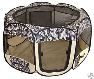 Soft sided pet playyard - zebra