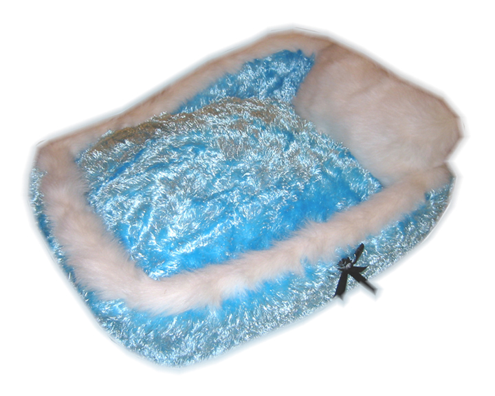 Designer Silky Fluff Dog Bed - Blue