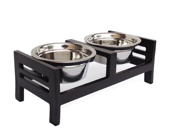 Regal Double Elevated Feeder - Large/Black