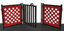 Dog door panel with red polka dog gate